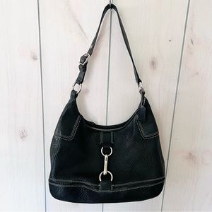 Coach Pebbled Black Leather Hobo Bag Purse Hamilton